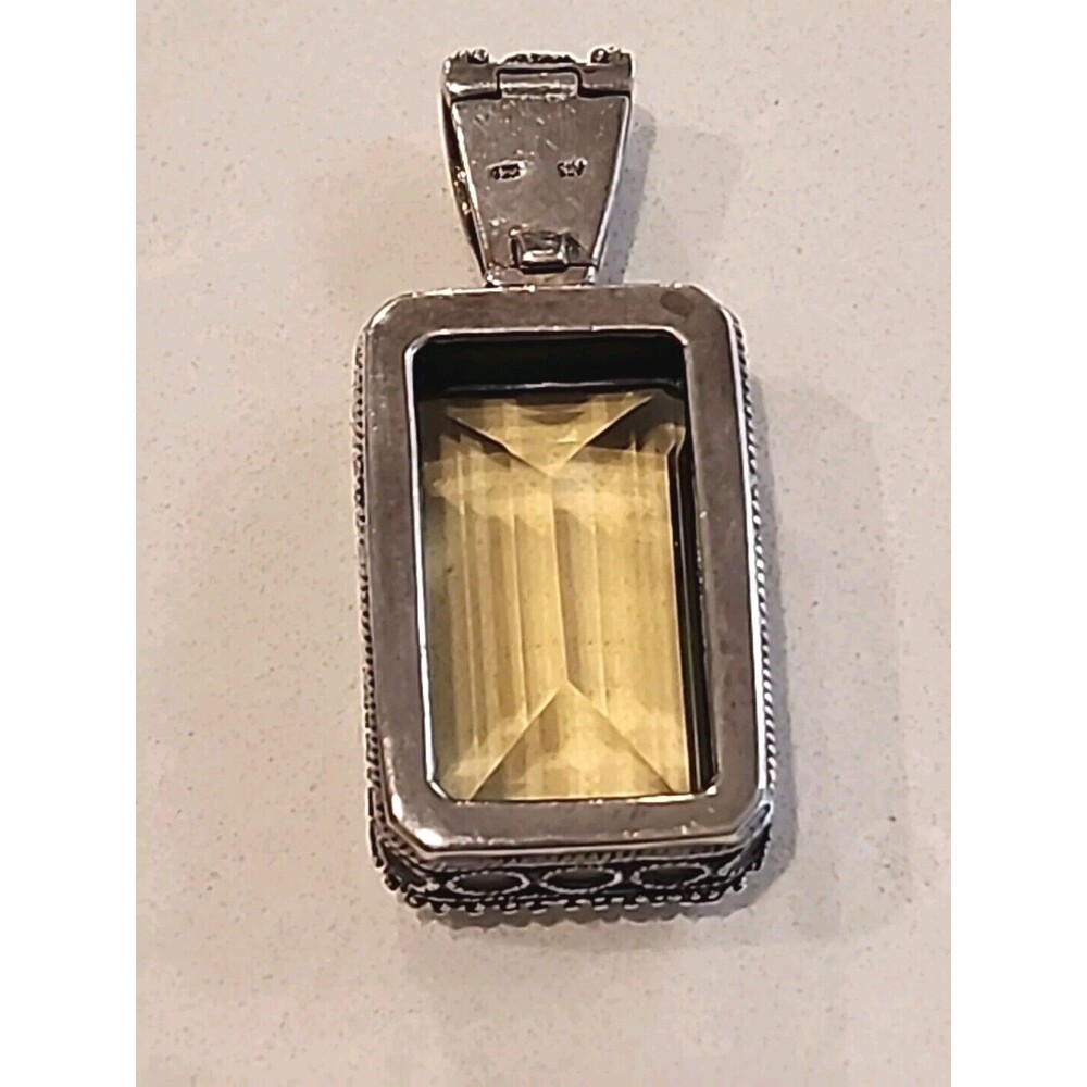 SLV SADYE L VASSIL STERLING SILVER LARGE CITRINE PENDANT - Picture 3 of 6
